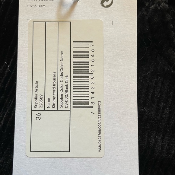 High Waist Corduroy Pants BLACK (size 36) Monki Cotton Skinny (ASOS) - Picture 7 of 7